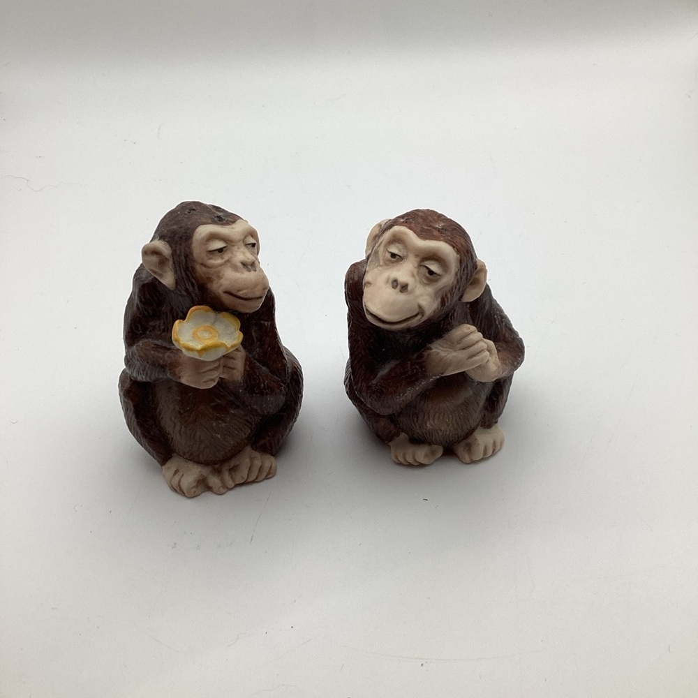 Vtg 1987 Franklin Mint Monkey Salt & Pepper Shakers Noahs Ark Theme Two By Two
